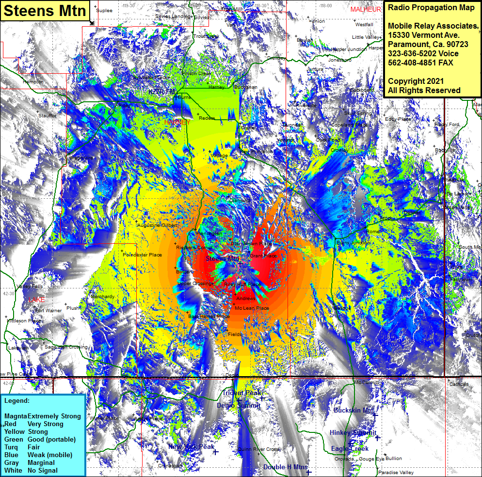heat map radio coverage Steens Mtn